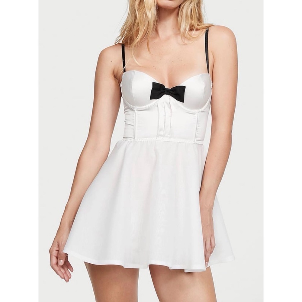 Victoria's Secret Bow-Topped Bustier Slip Dress White